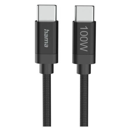 Hama Fabric USB-C - USB-C 100W 3 m nylon Oplader Zwart | Hama