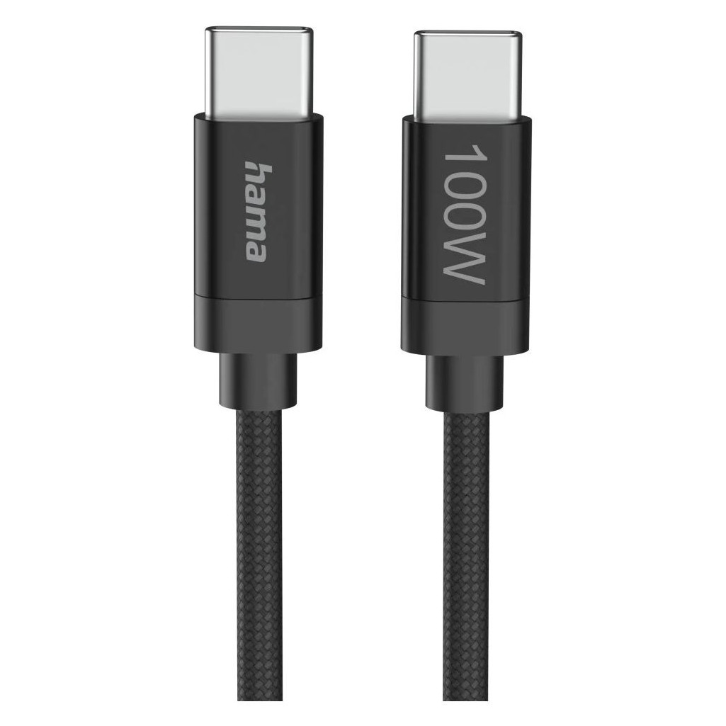 Hama Fabric USB-C - USB-C 100W 3 m nylon Oplader Zwart | Hama