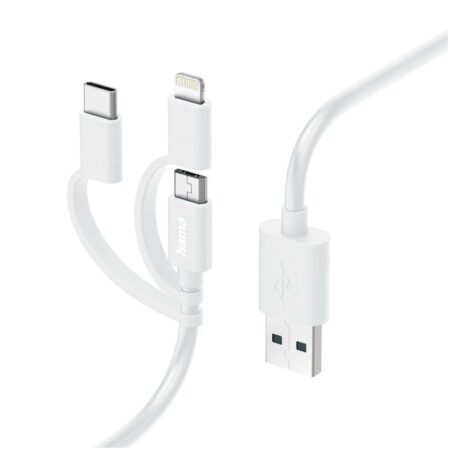 Hama Laad/synchrokabel 3 in 1 met micro USB/USB type-C/lightning 1m Oplader Wit | Hama