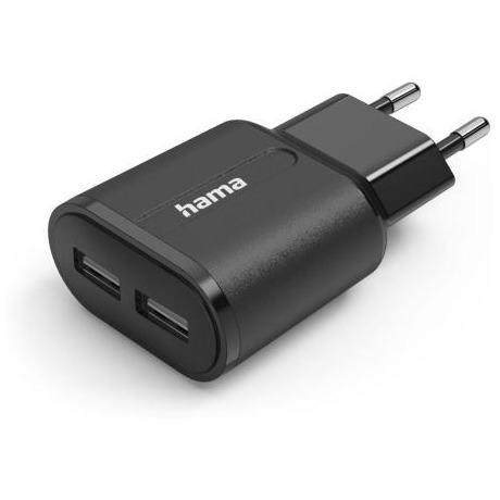 Hama Oplader 2x USB-A 12W Oplader Zwart | Hama