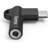 Hama USB-C - 3.5 mm Jack Socket Aux Adapter 90° Angled Plug Oplader Zwart | Hama