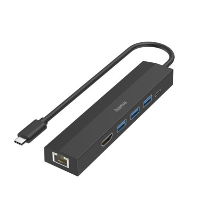 Hama USB-C Hub Multiport 6 Ports 3 x USB-A USB-C HDMI LAN/Ethernet USB Hub Zwart | Hama