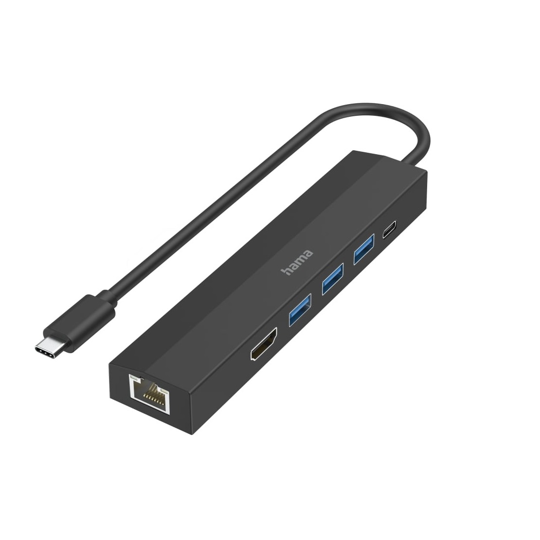 Hama USB-C Hub Multiport 6 Ports 3 x USB-A USB-C HDMI LAN/Ethernet USB Hub Zwart | Hama