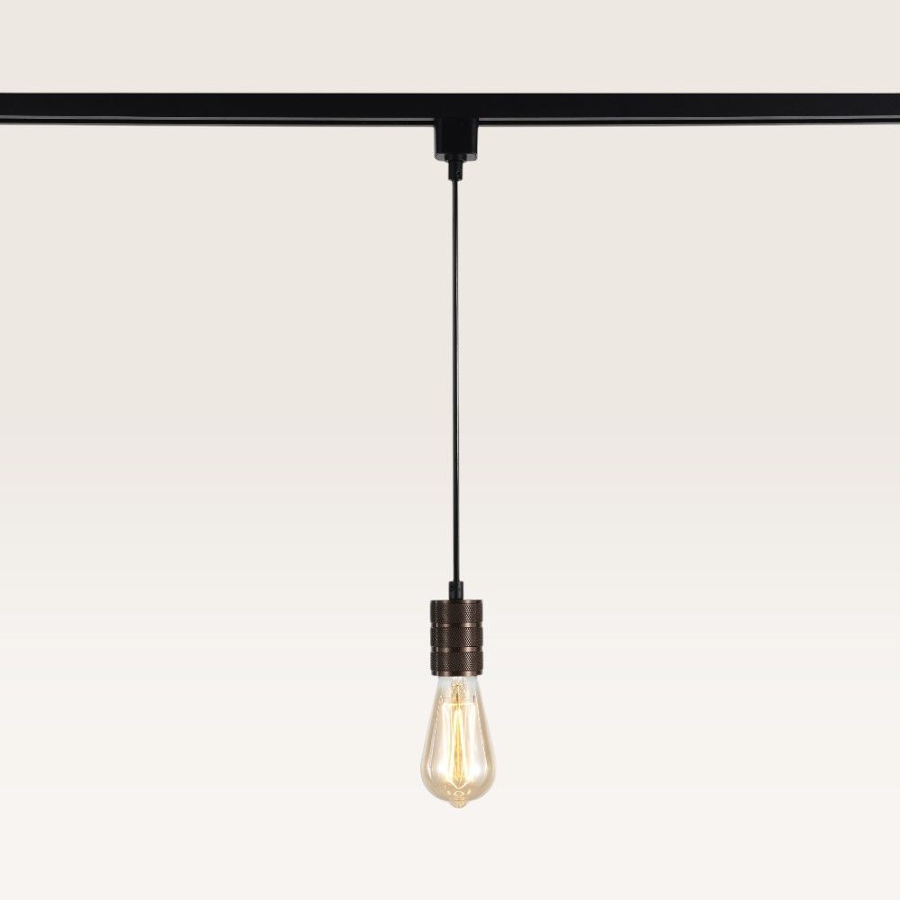 Hangspot Avaro bronzo - E27-fitting - Ontworpen voor 1-fase railsysteem - Brons - Railspot - IP20 voor binnen | LUSENZ