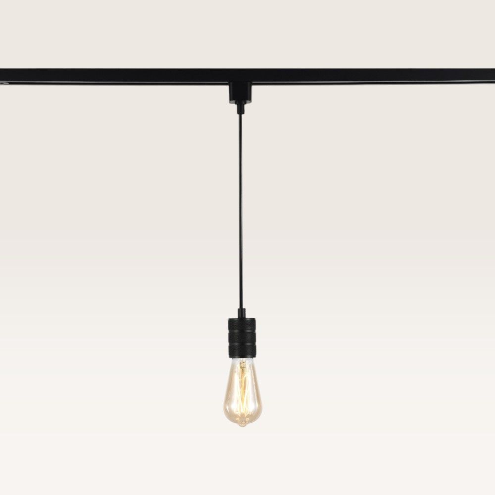 Hangspot Avaro nero - E27-fitting - Ontworpen voor 1-fase railsysteem - Zwart - Railspot - IP20 voor binnen | LUSENZ