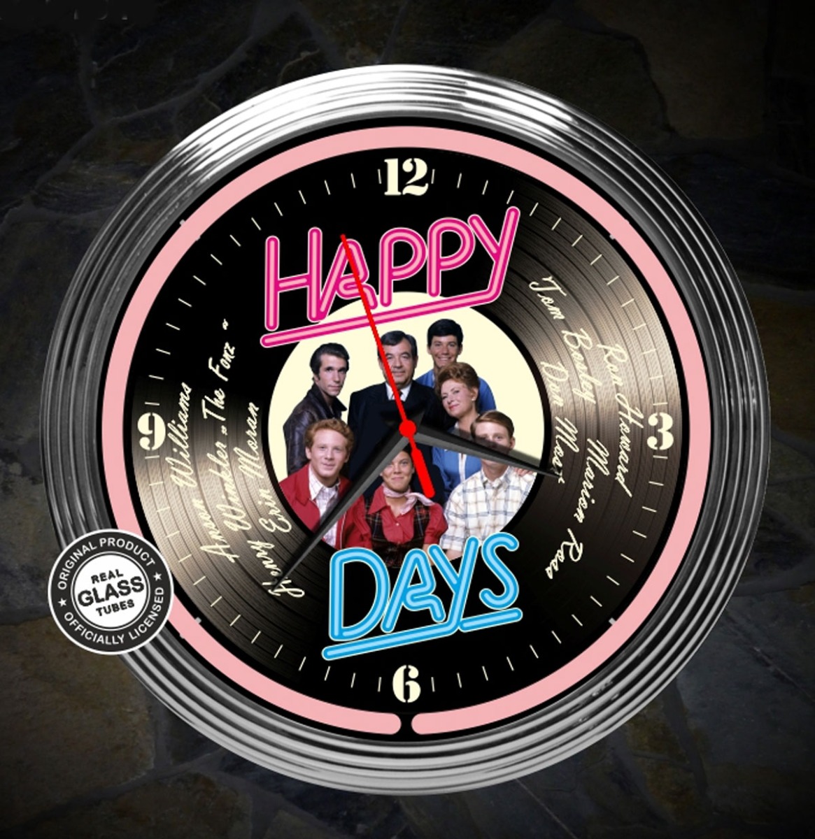 Happy Days Neonklok 38 cm | Real Neon Art