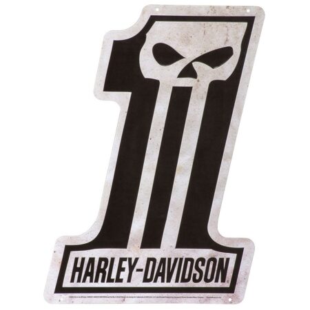 Harley-Davidson #1 Schedel Tinnen Bord Met Reliëf - 46 x 32 cm | Harley-Davidson