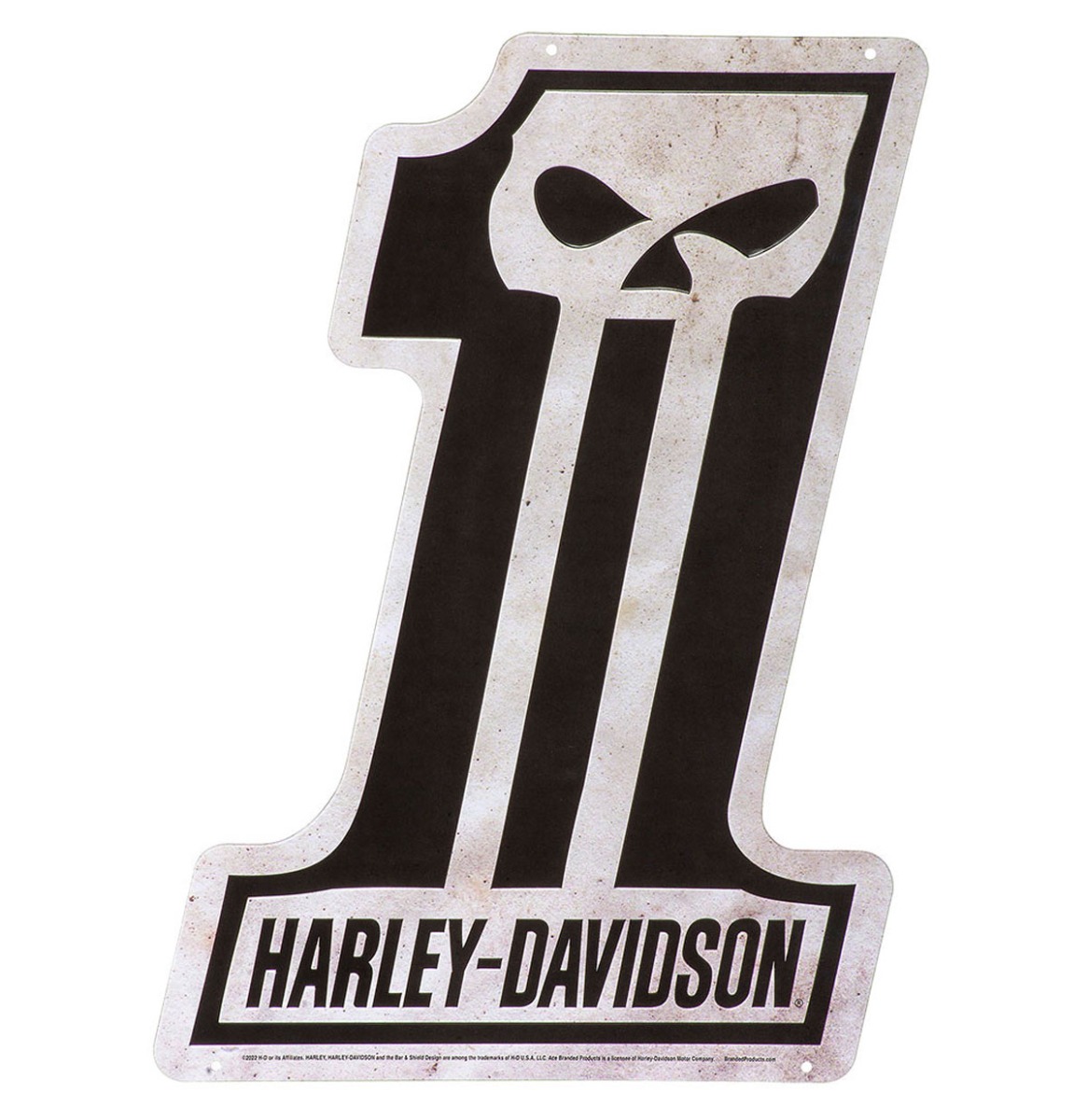 Harley-Davidson #1 Schedel Tinnen Bord Met Reliëf - 46 x 32 cm | Harley-Davidson