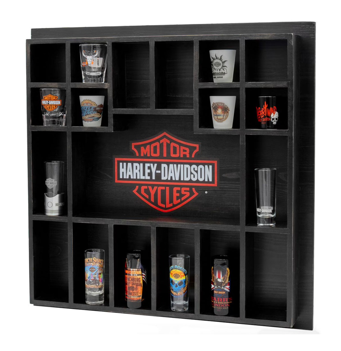 Harley-Davidson Bar & Shield Shot Glass Display Kast | Harley-Davidson