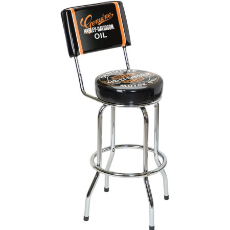 Harley-Davidson Barkruk met Rugleuning - Oil Can Design - Stoere Barstoel voor Mancave & Thuisbar | Harley-Davidson