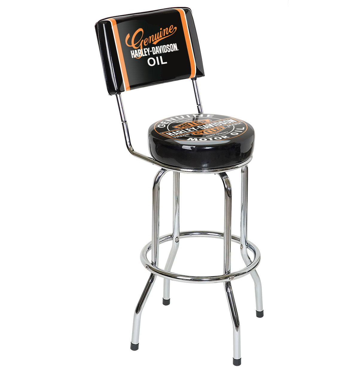 Harley-Davidson Barkruk met Rugleuning - Oil Can Design - Stoere Barstoel voor Mancave & Thuisbar | Harley-Davidson