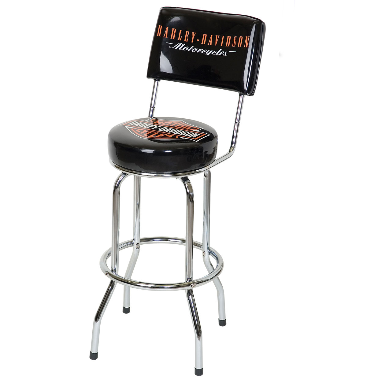 Harley-Davidson Barkruk met Rugleuning - Stoere Retro Barstoel voor Mancave & Thuisbar | Harley-Davidson