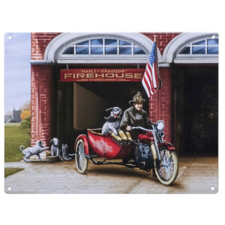 Harley-Davidson Firehouse Dogs Metalen Bord - 40 x 30 cm | Harley-Davidson