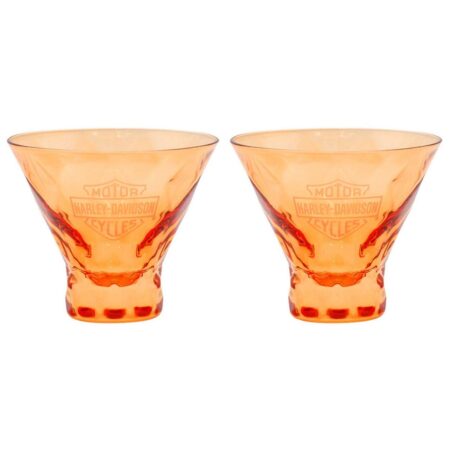 Harley-Davidson Geëtste Bar & Shield Stemless Martini Glas Set - 8 oz