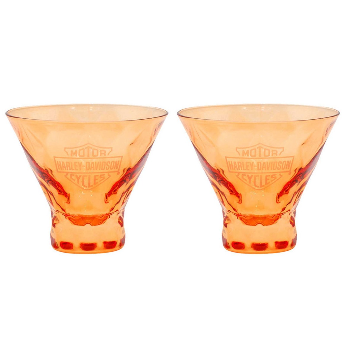 Harley-Davidson Geëtste Bar & Shield Stemless Martini Glas Set - 8 oz