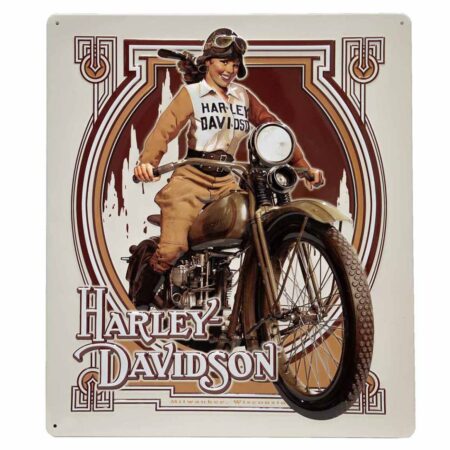 Harley-Davidson Nouveau Babe Metalen Bord - 33 x 38cm LAATSTE STUKS | Harley-Davidson