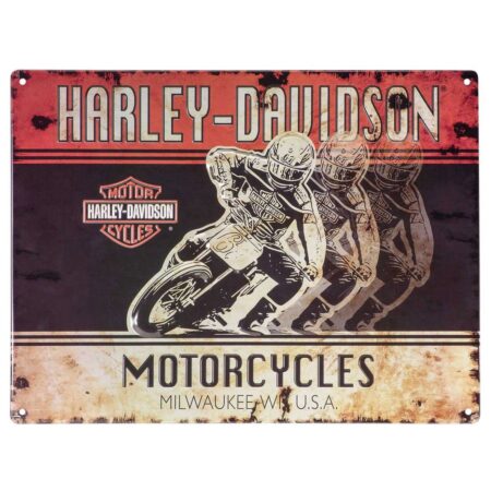 Harley-Davidson Racers Tinnen Bord Met Reliëf - 30 x 40 cm | Harley-Davidson