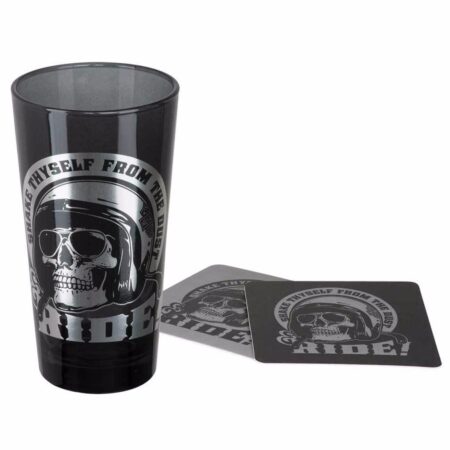 Harley-Davidson Skull Rider Hoog Glas met Bijbehorende Onderzetters - LAATSTE KANS | 17% korting | Harley-Davidson