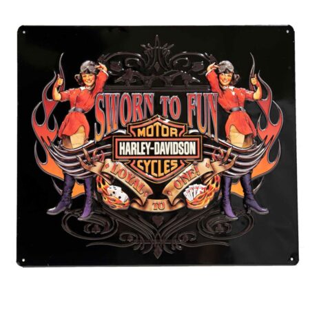 Harley-Davidson Sworn To Fun Babes Metalen Bord - 38 x 33cm LAATSTE STUKS | 18% korting | Harley-Davidson