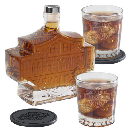 Harley-Davidson Whiskey Karaf Set - Bar & Shield Logo - Inclusief Glazen & Leren Onderzetters | Harley-Davidson