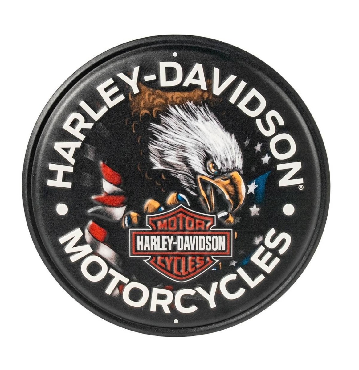 Harley-Davidson® H-D Patriotic Eagle Metalen Wandbord - Ø 31 cm (Met Relief) | Harley-Davidson