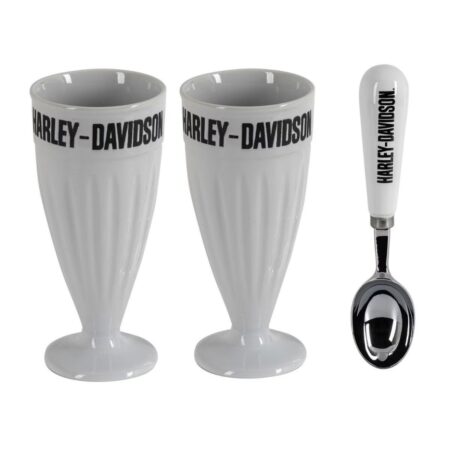 Harley-Davidson® Ice Cream Cups Set - 2 Keramische IJscoupes met IJsschep | Harley-Davidson