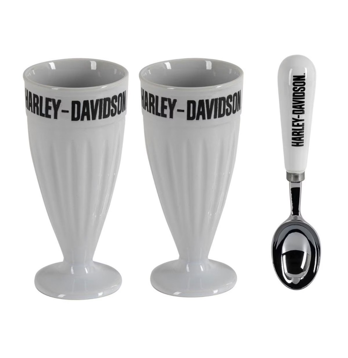 Harley-Davidson® Ice Cream Cups Set - 2 Keramische IJscoupes met IJsschep | Harley-Davidson