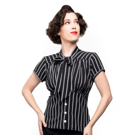 Harlow Tie Top Striped Black White-XL | Steady Clothing