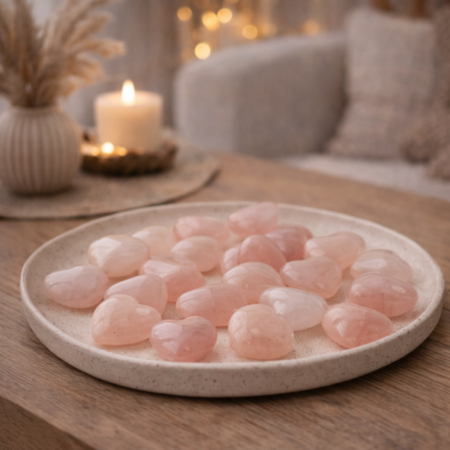 Hartvormige rozenkwarts - Heart shaped rose quartz | Out Of The Blue