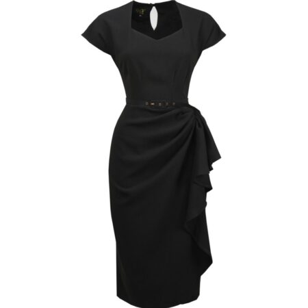 Hayworth Evening Dress Crepe Black-S | House of Foxy
