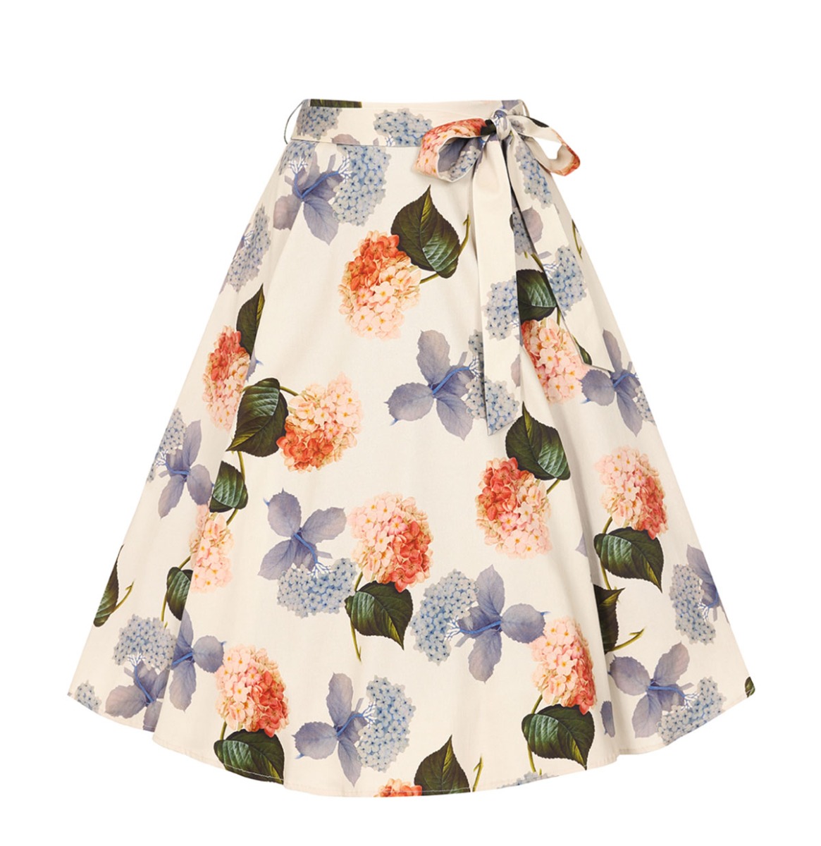 Heart & Roses Floral Swing Skirt Cream-XS | Hearts and Roses