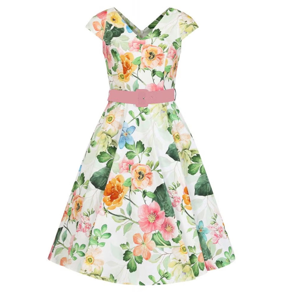 Heart and Roses Lottie Floral Swing Dress White -XL | Hearts and Roses
