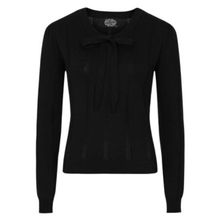 Heart and Roses Shelly Knitted Top Black -XL | Fiftiesstore