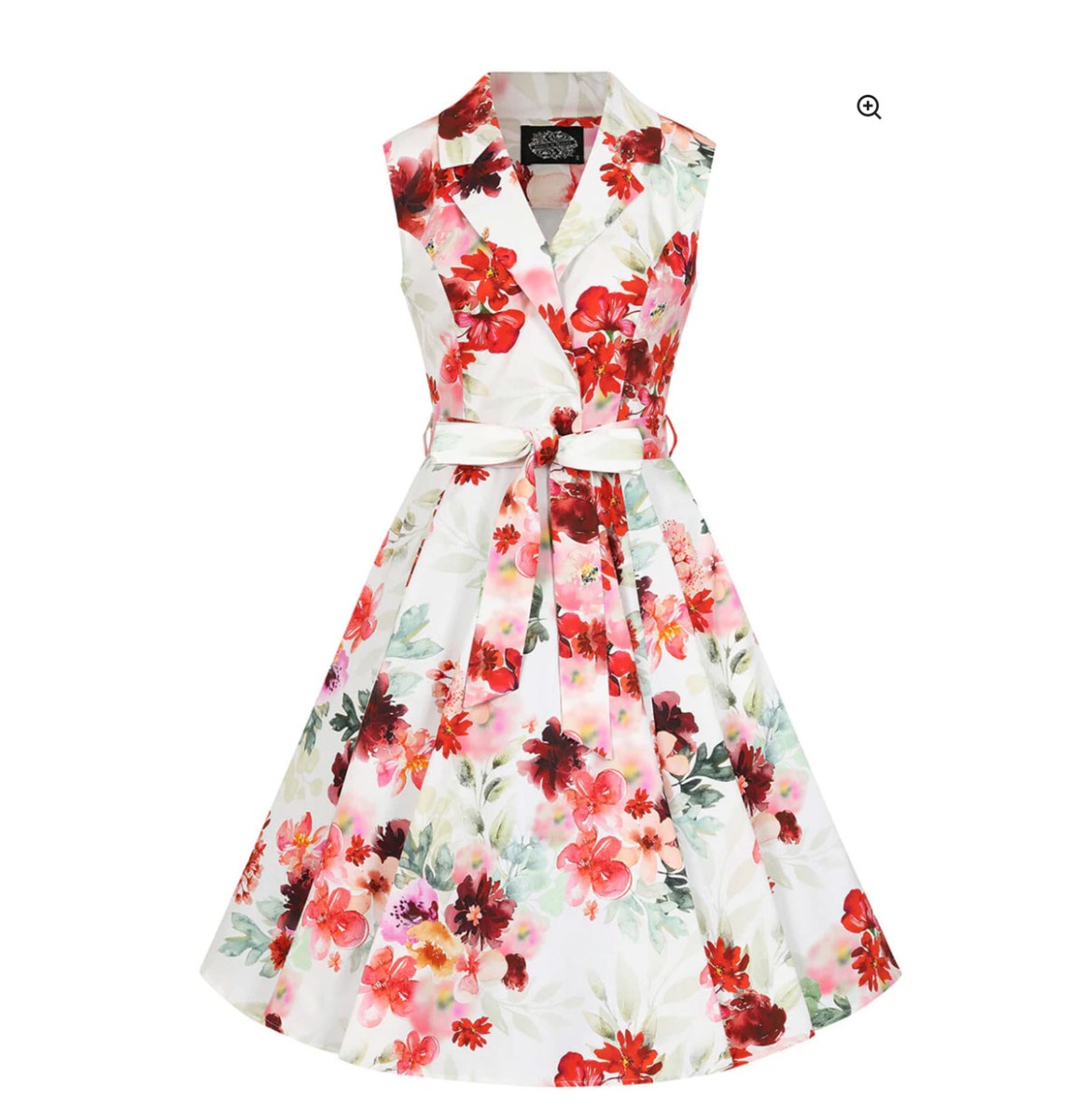 Hearts & Roses Adelyn Floral Swing Dress White -XS | Fiftiesstore