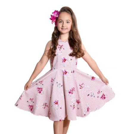Hearts & Roses Catherine Floral Gingham Swing Dress Kids-11 - 12 Jaar | Hearts and Roses