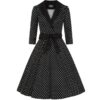 Hearts & Roses Cora Polka Dot Swing Dress Black White-M | Hearts and Roses