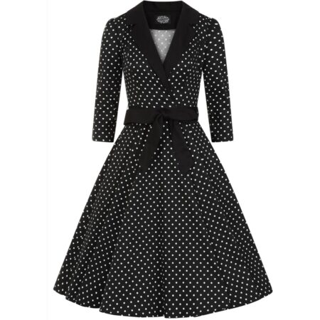 Hearts & Roses Cora Polka Dot Swing Dress Black White-M | Hearts and Roses