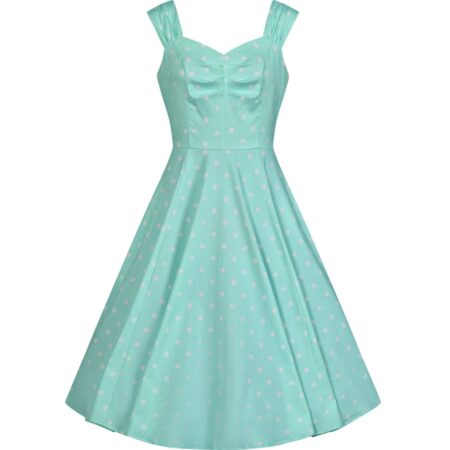 Hearts & Roses Elena Polka Dress Green-XXL | Fiftiesstore