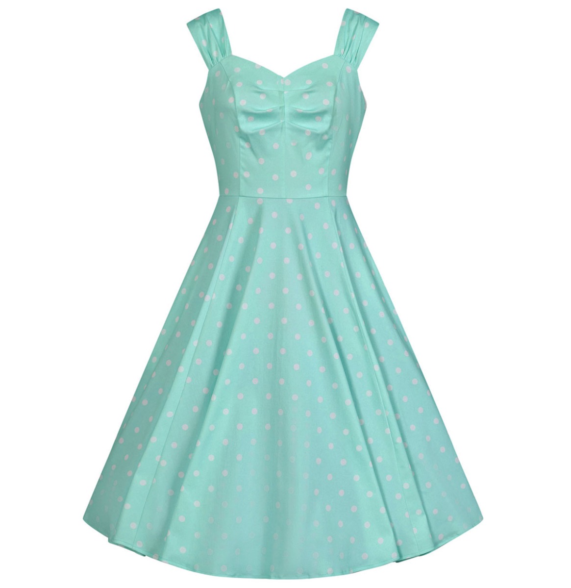Hearts & Roses Elena Polka Dress Green-XXL | Fiftiesstore