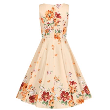 Hearts & Roses Jade Floral Swing Dress Orange -2XL | Hearts and Roses