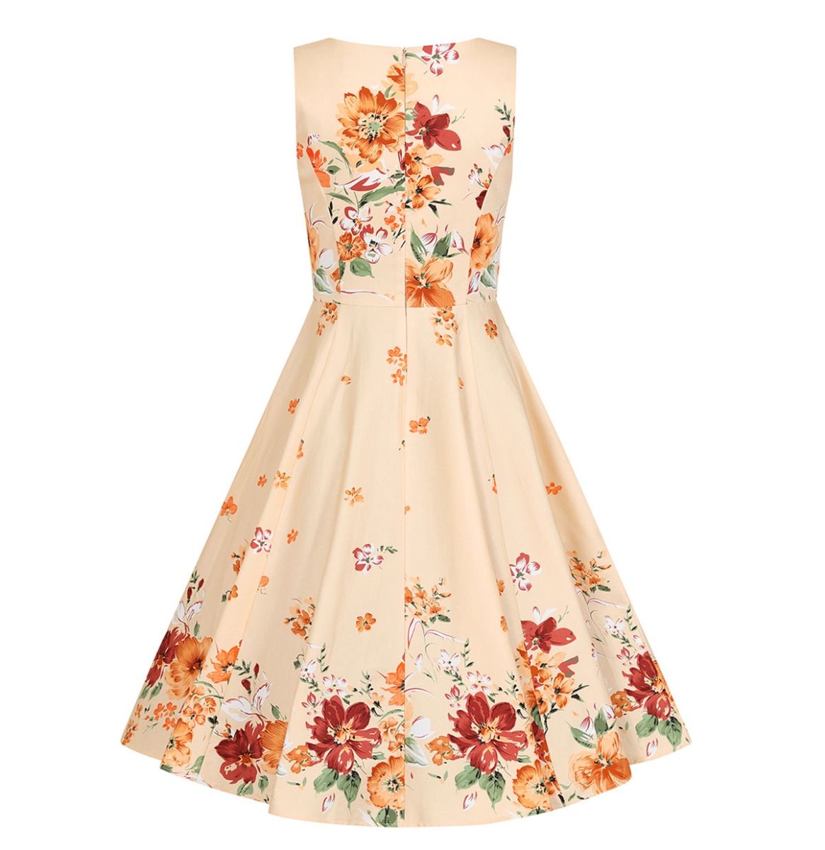 Hearts & Roses Jade Floral Swing Dress Orange -2XL | Hearts and Roses