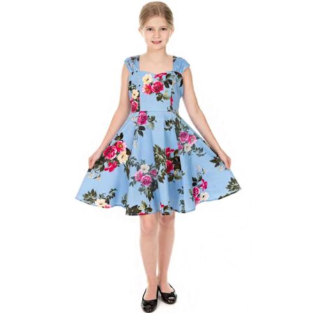 Hearts & Roses Jolene Kids Floral Swing Dress Blue-9 - 10 Jaar | 19% korting | Hearts and Roses