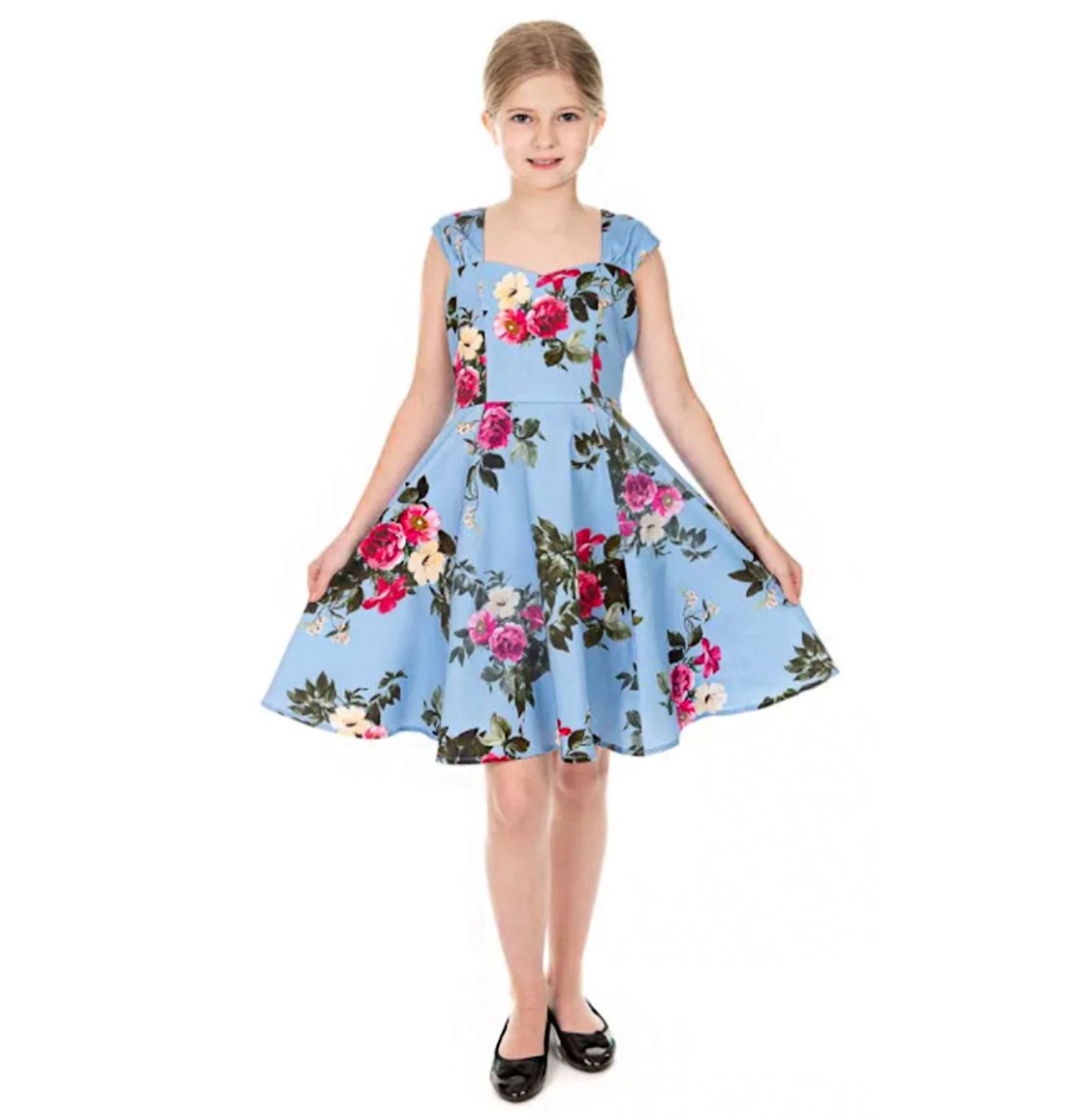 Hearts & Roses Jolene Kids Floral Swing Dress Blue-9 - 10 Jaar | 19% korting | Hearts and Roses