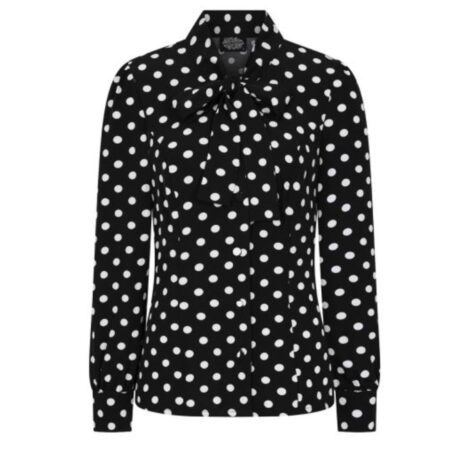 Hearts & Roses Laila Polka Dot Blouse Black White-XXL | Fiftiesstore