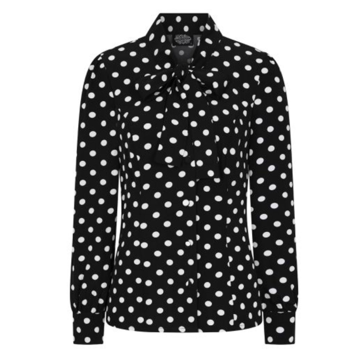 Hearts & Roses Laila Polka Dot Blouse Black White-XXL | Fiftiesstore