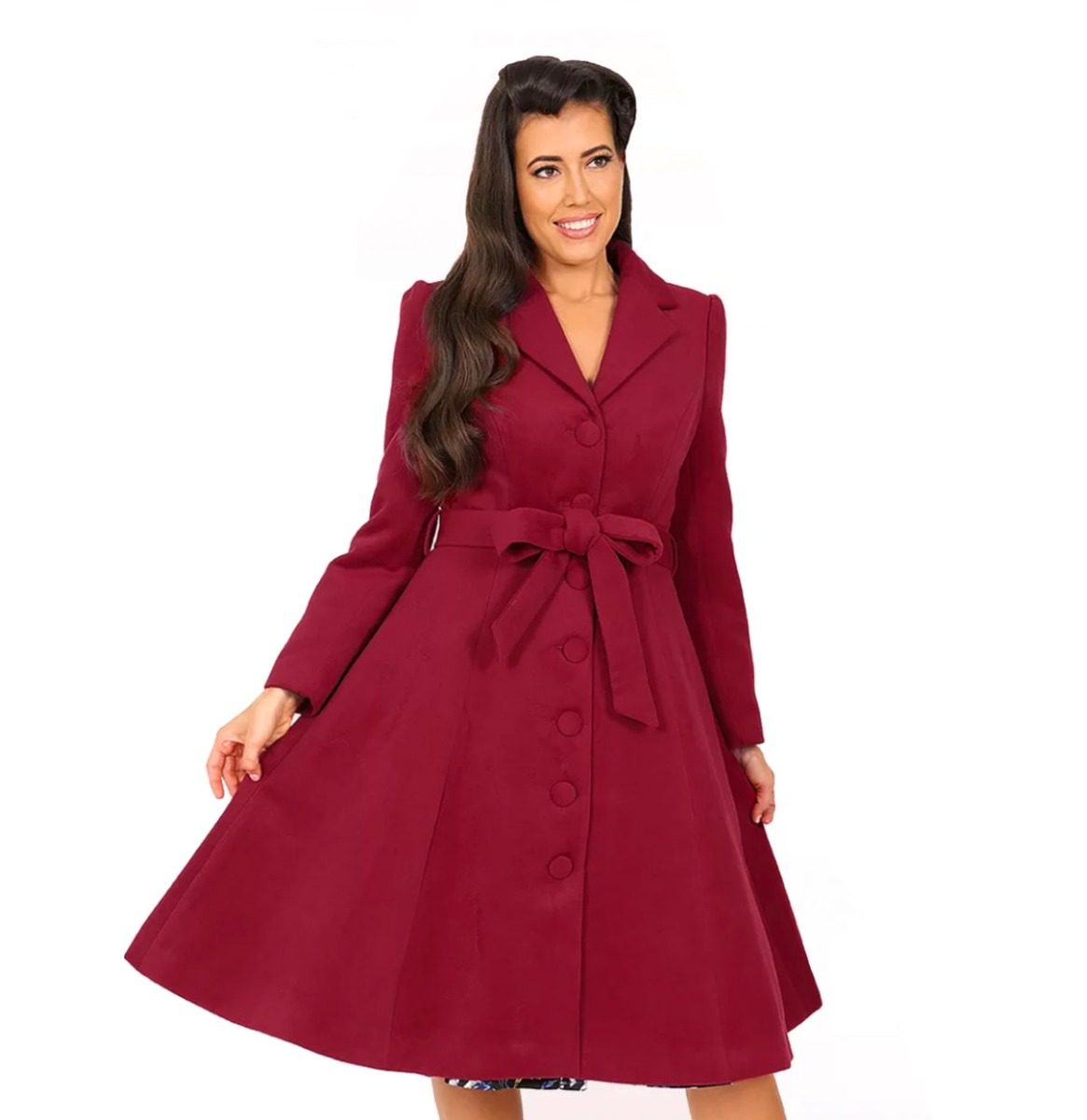 Hearts & Roses Linda Swing Coat Wine Red-S | 21% korting | Hearts and Roses