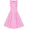 Hearts & Roses Lyra Polka Dot Swing Dress Pink-L | Fiftiesstore