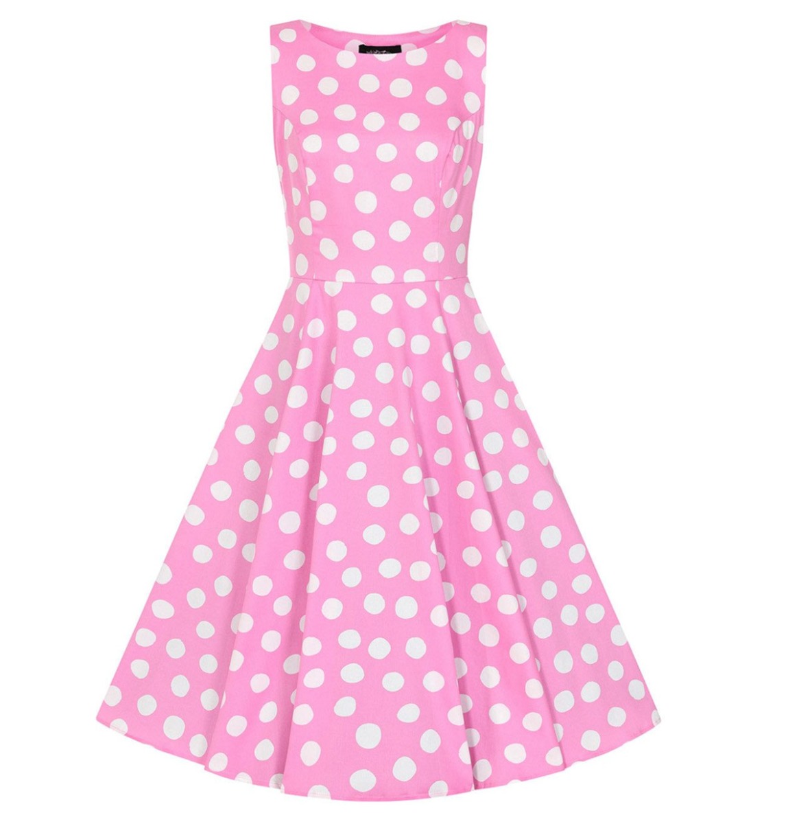 Hearts & Roses Lyra Polka Dot Swing Dress Pink-L | Fiftiesstore