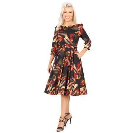 Hearts & Roses Mabel Swing Dress Black Multicolor -XL | 26% korting | Hearts and Roses