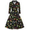 Hearts & Roses Natasha Cherry Swing Dress Black-XXXXL | Hearts and Roses